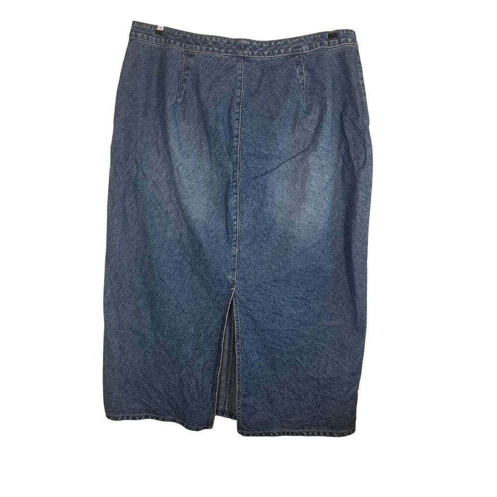 Denim Jean Skirt Maxi Western Blue‎ 22 Rodeo Festival Concert Country Farm 80s